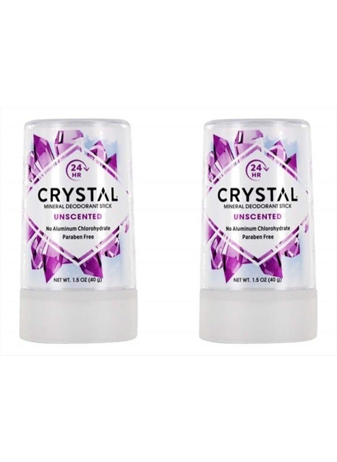 CRYSTAL ESSENCE Body Deodorant Travel Stick, Unscented 1.5 oz (Pack of 2) 