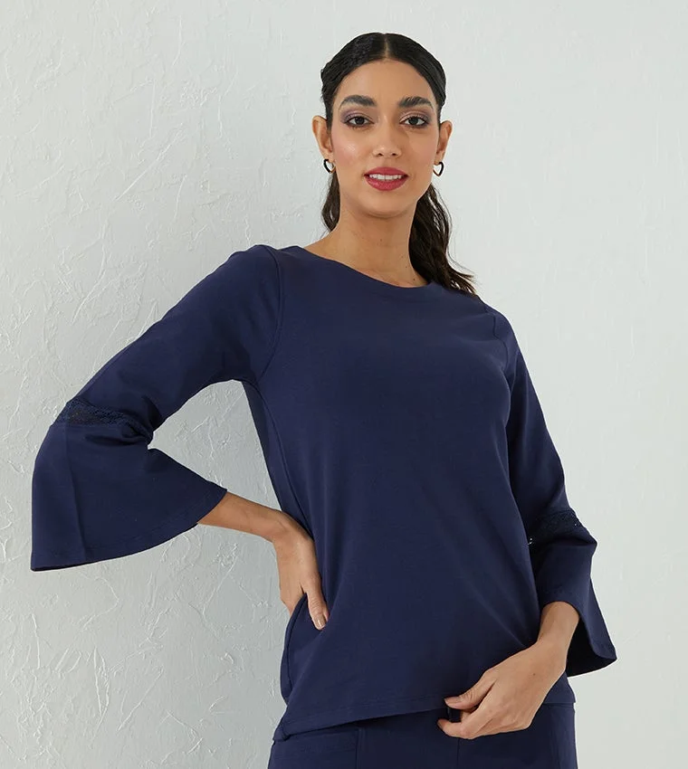 Solid Flounce Sleeves Top