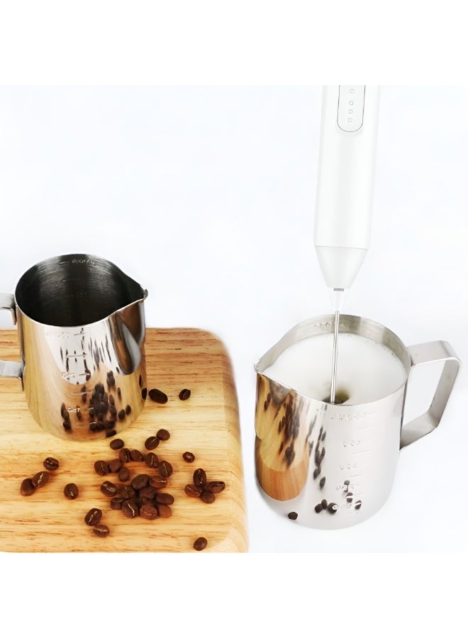 خفاقة حليب قابلة للشحن - منفذ USB-C - بطارية 400 مللي أمبير - 3 سرعات - مضرب من الفولاذ المقاوم للصدأ - أبيض - Image 4