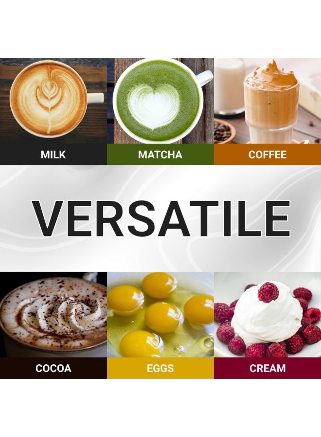 خفاقة حليب قابلة للشحن - منفذ USB-C - بطارية 400 مللي أمبير - 3 سرعات - مضرب من الفولاذ المقاوم للصدأ - أبيض - Image 3