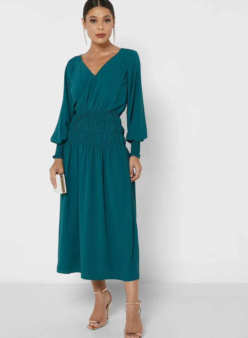 ALIGNE V-Neck Shirred Dress
