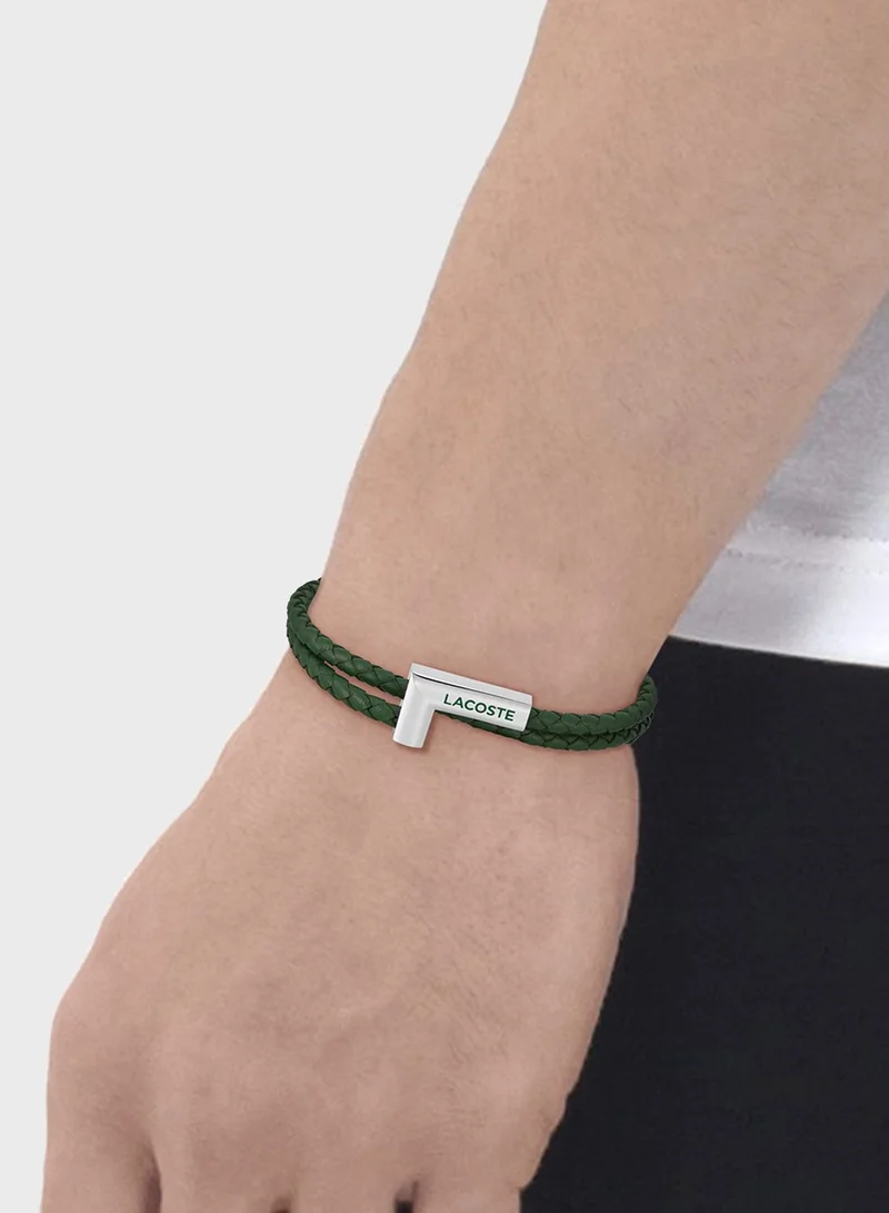 LACOSTE Double Wrap Braided Bracelet
