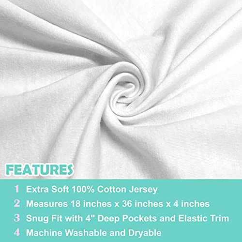 TL Care 100% Natural Cotton Jersey Knit 18" x 36" Cradle/Bassinet Sheet - Fitted, White, Soft Breathable, for Boys and Girls - Image 2