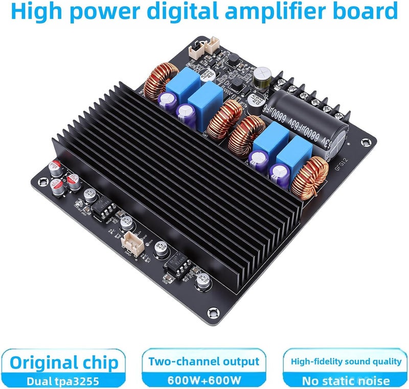 Luocute TPA3255 Amplifier Board, 600W+600W Dual Core Digital Sound Amplifier with 85mR MOSFET Tech and Low Standby Power, for Home Theater Sound System and Studio Monitors - Image 3