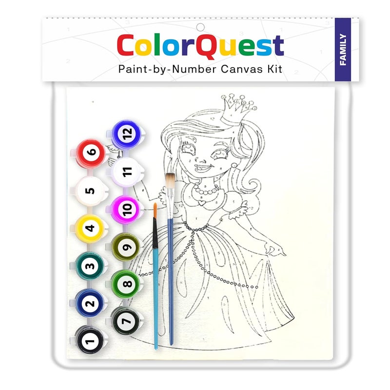 Artiggle ColorQuest Paint by Number Canvas Painting kit Canvas Board Pack of 3 2 Paint Brush 12 Paint 36ml Wooden Easel Paint by Numbers - Image 1