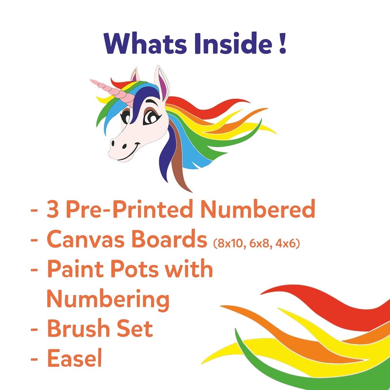 Artiggle ColorQuest Paint by Number Canvas Painting kit Canvas Board Pack of 3 2 Paint Brush 12 Paint 36ml Wooden Easel Paint by Numbers - Image 2