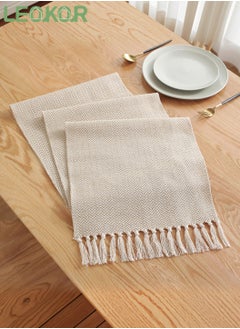 LEOKOR Farmhouse Rustic Linen Table Runner with Handmade Tassel 33x183CM  - Image 3