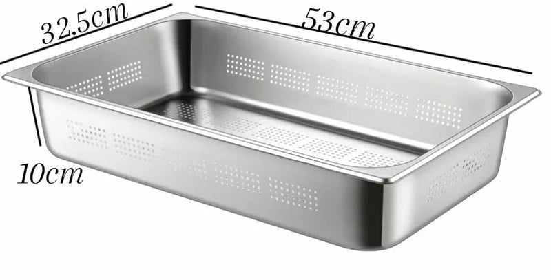 Shoppers Hub PNQ Perforated SS 1/1 GN PAN (53.0 x 32.5cm) for Ideal Heavy Duty Use in Hotels, Caterings, Buffets, Restaurants and Other Commercial Places (PAN Depth Size: 10.0cm)  - Image 2