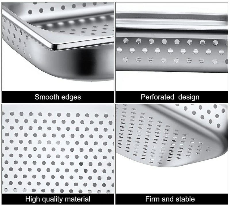 Shoppers Hub PNQ Perforated SS 1/1 GN PAN (53.0 x 32.5cm) for Ideal Heavy Duty Use in Hotels, Caterings, Buffets, Restaurants and Other Commercial Places (PAN Depth Size: 10.0cm)  - Image 4