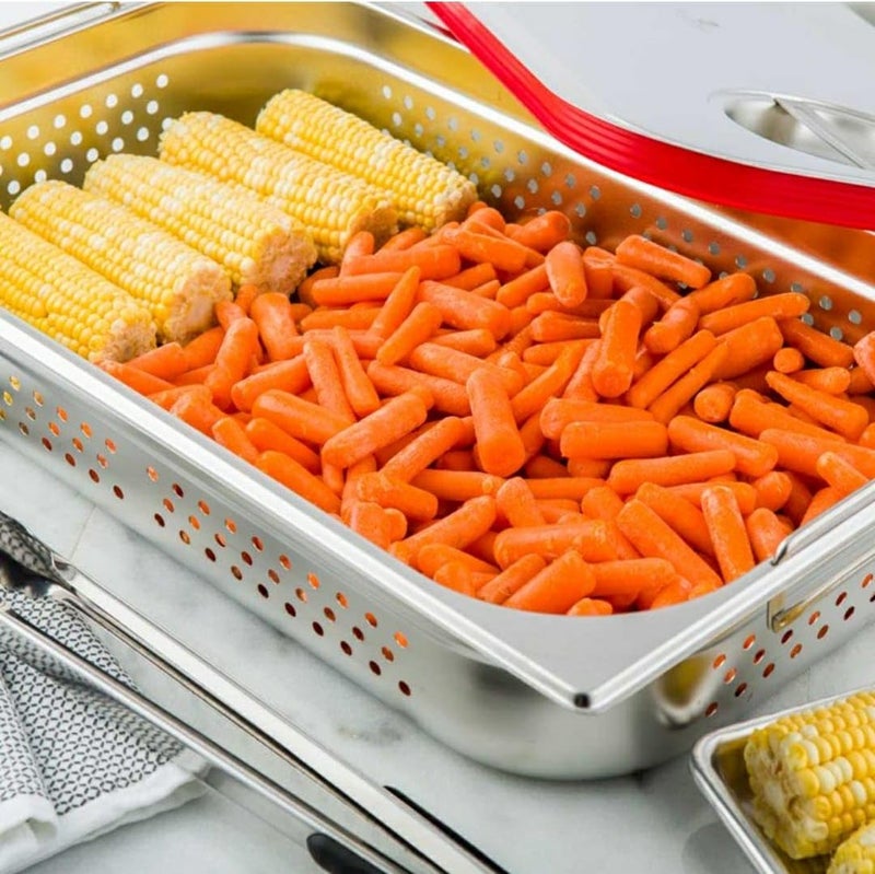 Shoppers Hub PNQ Perforated SS 1/1 GN PAN (53.0 x 32.5cm) for Ideal Heavy Duty Use in Hotels, Caterings, Buffets, Restaurants and Other Commercial Places (PAN Depth Size: 10.0cm)  - Image 5