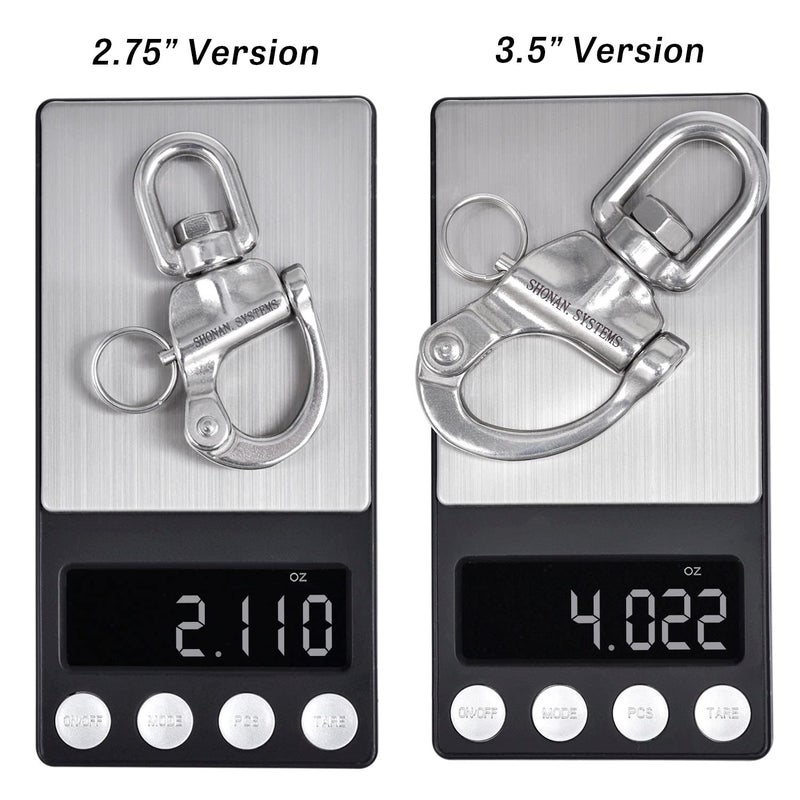Shonan.Systems SHONAN 3.5" Quick Release Snap Shackle, 2 Pack Large Marine Quick Release Clips Swivel Eye Snap Shackles, Stainless Steel Sailing Shackles Rigging Clips for Sailboat Halyard - Image 3