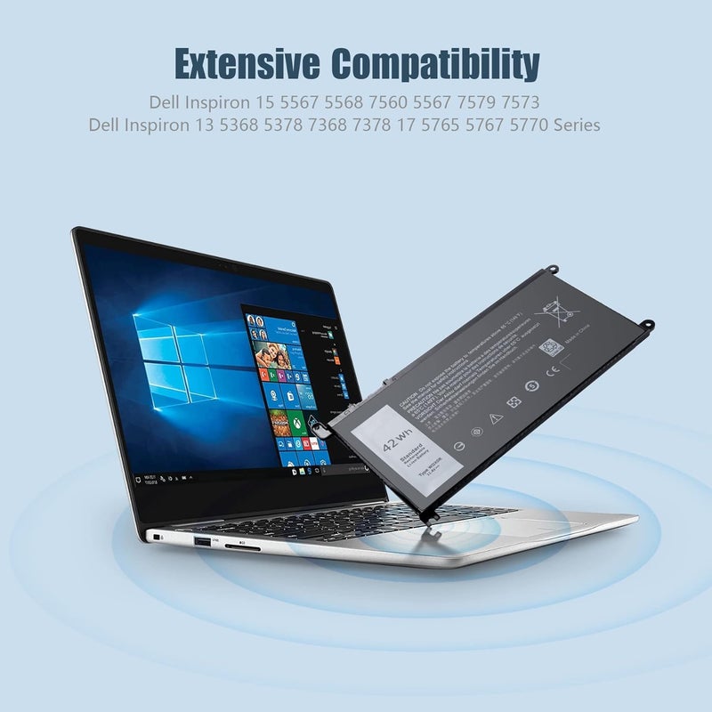 Wefly WDXOR 11.4V 42Wh Laptop Battery Compatible for Dell Inspiron 13 15 5000 7000 Series 5570 7579 7378 5567 7573 5565 5379 5378 Latitude 7368 17 5765 5767 Series Notebook 3CRH3 T2JX4 - Image 3