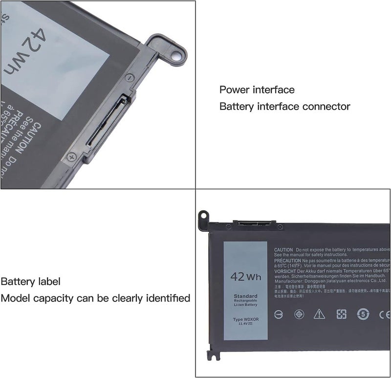Wefly WDXOR 11.4V 42Wh Laptop Battery Compatible for Dell Inspiron 13 15 5000 7000 Series 5570 7579 7378 5567 7573 5565 5379 5378 Latitude 7368 17 5765 5767 Series Notebook 3CRH3 T2JX4 - Image 2