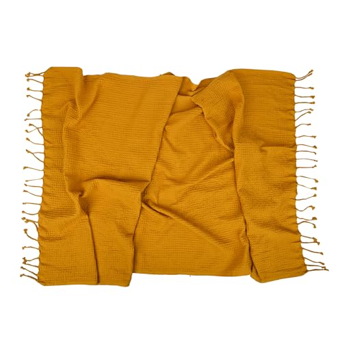 PATVY Bath Towels - 100% Cotton Waffle Weave Large Size Towels (75 x 150cm) - Quick Absorption &Faster Drying Bath Towel for Women & Men (Pack of 1, Mustard Yellow) - Image 4