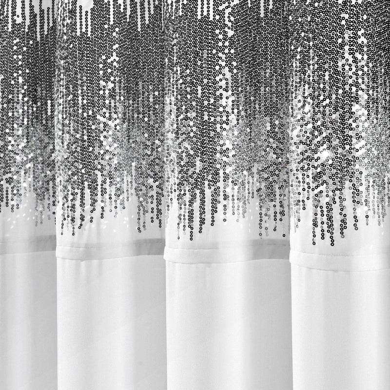 Lush Decor Shimmer Sequins Shower Curtain White & Black 72" x 70" - Image 3