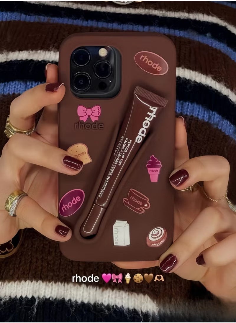 rhode - Peptide Lip Tint (Espresso) + Summer Lip Case Case (Espresso) +Rhode Phone Case Stickers 1-Pack- Limited Edition Suitable Back Stick On Holder for iPhone 16 Pro Max - Image 1