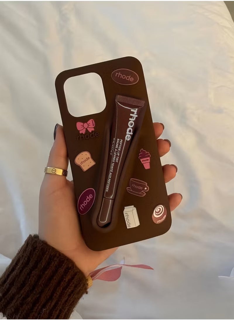 rhode - Peptide Lip Tint (Espresso) + Summer Lip Case Case (Espresso) +Rhode Phone Case Stickers 1-Pack- Limited Edition Suitable Back Stick On Holder for iPhone 16 Pro Max - Image 1