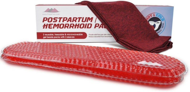 FOMI Hemorrhoid and Perineal Gel Bead Ice Compress by FOMI Care  2 Pack 3 Sleeves  Hot and Cold Pack for Hemorrhoid Treatment  Postpartum Pain Relief  Heating and Cooling Maternity Pads - Image 1