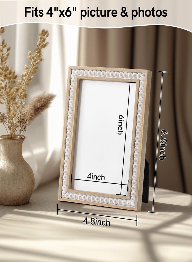 Maxpeuvon 4x6 Picture Frame, Natural Pine Wood Wall Mount Photo Frame Boho Distressed White Vintage Rustic Tabletop Display Home Decor for Bedroom Living Room Hallway Entryway - Image 3