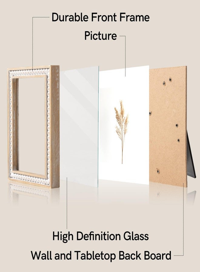 Maxpeuvon 4x6 Picture Frame, Natural Pine Wood Wall Mount Photo Frame Boho Distressed White Vintage Rustic Tabletop Display Home Decor for Bedroom Living Room Hallway Entryway - Image 5