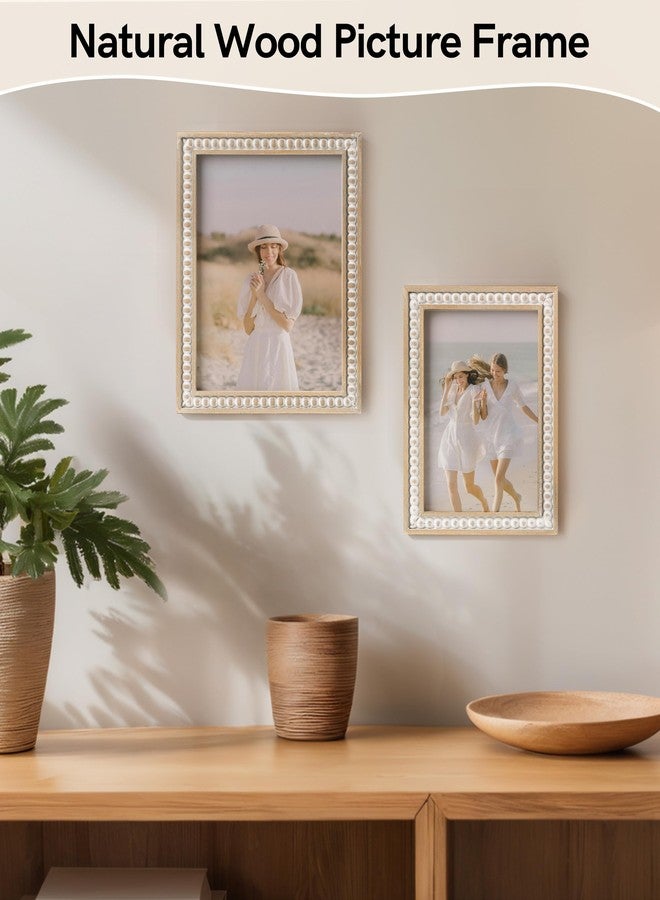 Maxpeuvon 4x6 Picture Frame, Natural Pine Wood Wall Mount Photo Frame Boho Distressed White Vintage Rustic Tabletop Display Home Decor for Bedroom Living Room Hallway Entryway - Image 4