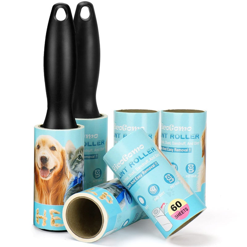 360 Sheet Extra Sticky Lint Roller - Pet Hair Remover for Clothes - 2 Handles + 6 Refills Pack