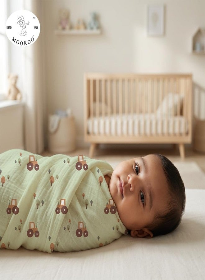 Mookoo Muslin Swaddle for New Born Baby | Baby Swaddle Wrap for Newborn | Soft Muslin Cloth Baby Wrapper Newborn|PO6 (Tractor-Forest,Train-Pumpkin,Butterfly-Owl) - Image 3