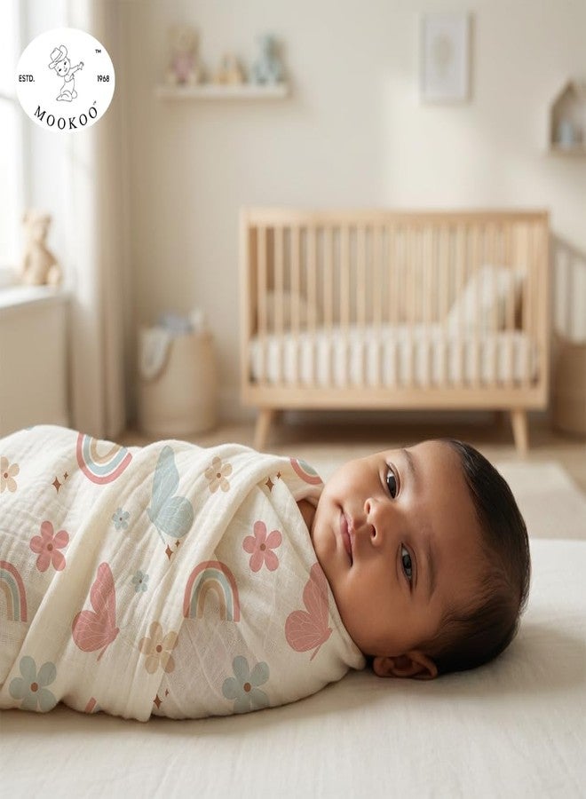 Mookoo Muslin Swaddle for New Born Baby | Baby Swaddle Wrap for Newborn | Soft Muslin Cloth Baby Wrapper Newborn|PO6 (Tractor-Forest,Train-Pumpkin,Butterfly-Owl) - Image 4