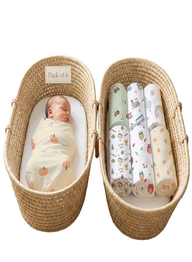 Mookoo Muslin Swaddle for New Born Baby | Baby Swaddle Wrap for Newborn | Soft Muslin Cloth Baby Wrapper Newborn|PO6 (Tractor-Forest,Train-Pumpkin,Butterfly-Owl) - Image 1