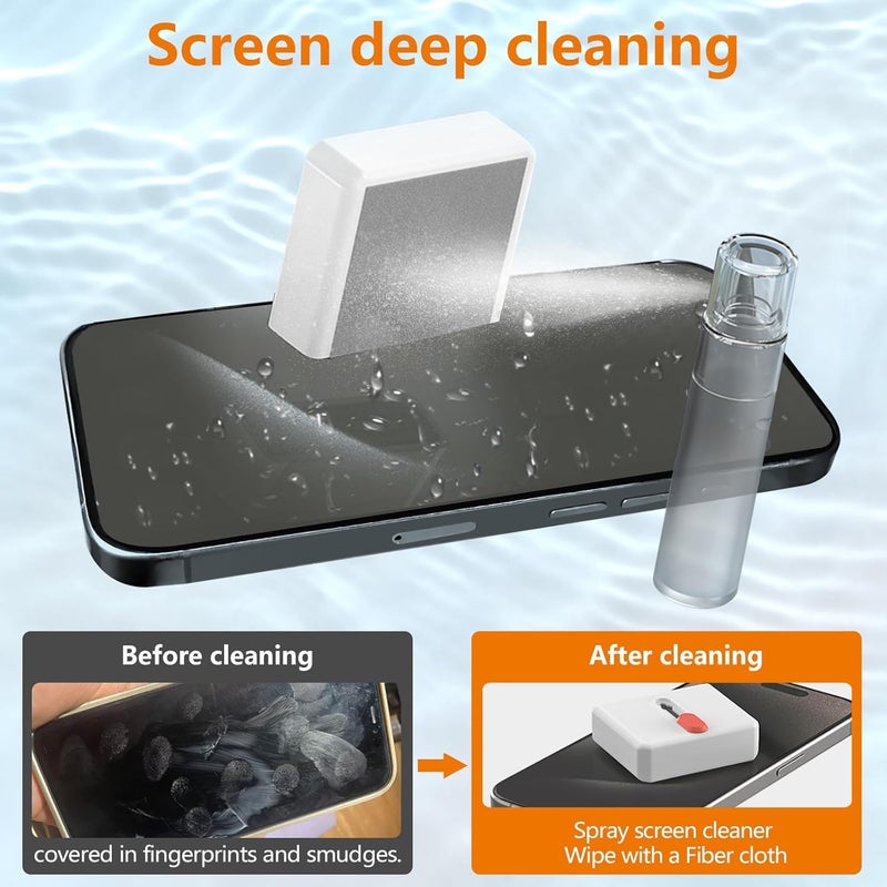 Elfora 32 in 1 Cleaning Tool Kit with Screen Cleaner, Spray Bottle, Tweezer, Brush, SIM Tool & Key Puller| Multi Device Cleaner for PC, Laptop, iPhone, iPad, MacBook, Airpods, Camera & Keyboard(White) - Image 4