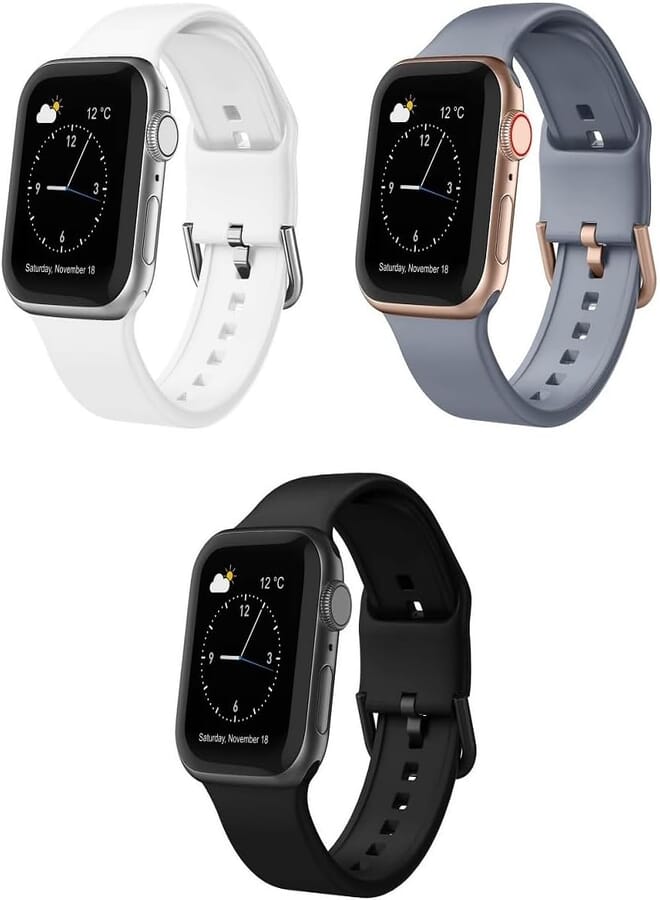 GQ 3PCS Sport Band Compatible with Apple Watch Bands 41mm 40mm 38mm,Soft Silicone Wristband Replacement Strap with Classic Clasp for iWatch Series 9 Ultra SE 8 7 6 5 4 3 2 1 for Women Men