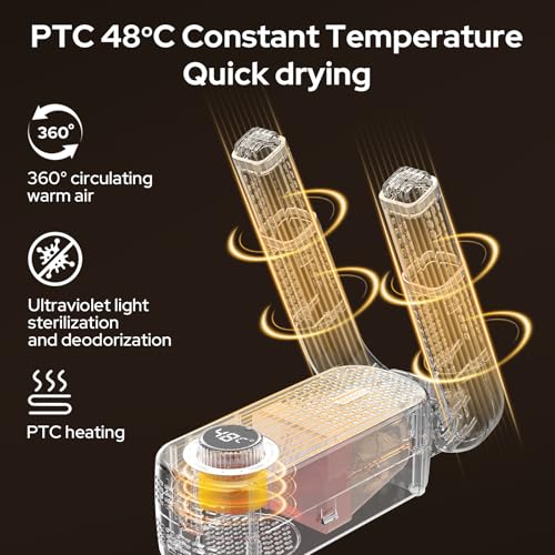Costar Electric Shoe Dryer and Warmer with PTC Heating, 48°C Fast Drying, 360° Warm Air, UV Sterilization, Intelligent Timer Settings, Foldable & Hanging Design - Image 2