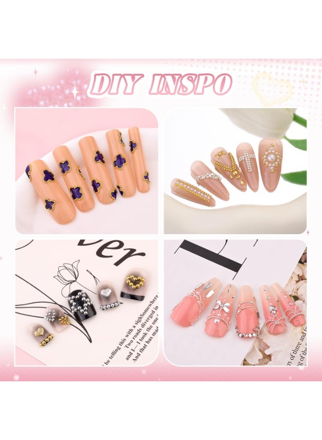 خرز صغير للأظافر بحجم 1-3 ملم، خرز كافيار معدني فضي وذهبي، كرات تذكارية وأحجار للأظافر، سلسلة للأظافر لإكسسوارات وتجهيزات تصميم الأظافر، راينستون ذهبي لمانيكير النساء. - Image 3