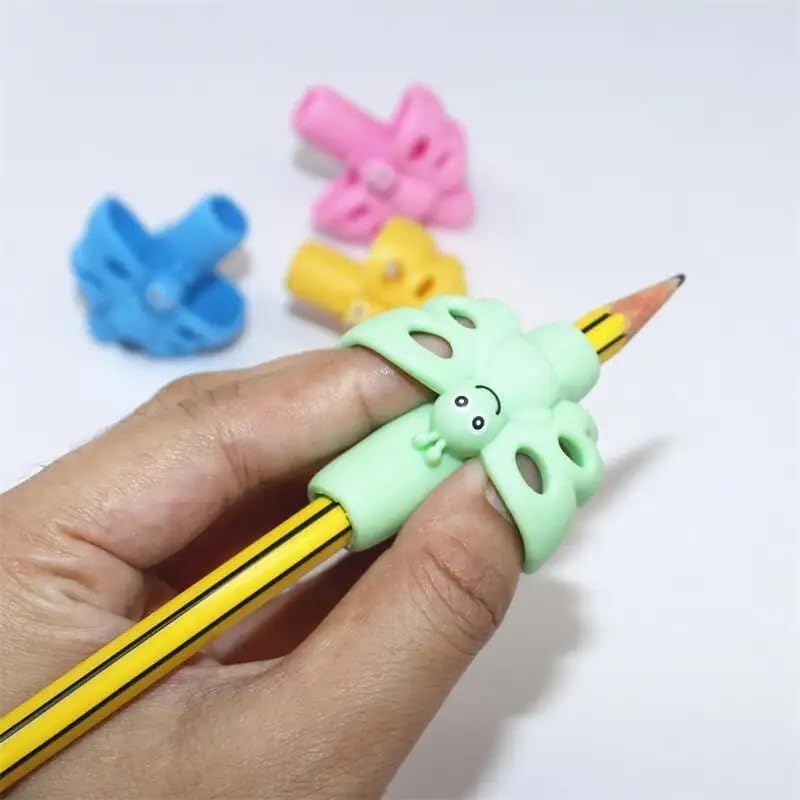 AIMERS Pencil Gripper for Kids Handwriting, Posture Correction Aid, Soft Silicone Butterfly Design, 3pc Multicolor Pack, Ergonomic Pen Holder for Preschoolers, Toddlers, Writing & Drawing Aid - Image 2