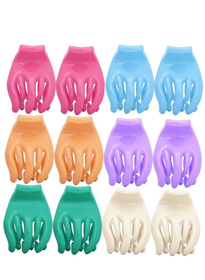 RC ROCHE ORNAMENT 12 Pcs Womens Octopus Claws Jaw Pumpkin Hair Clips Interlocking Teeth Strong Hold No Slip Grip French Clutcher Clamp Classic Beauty Fashion Accessory, Small Pastel Multicolor - Image 3