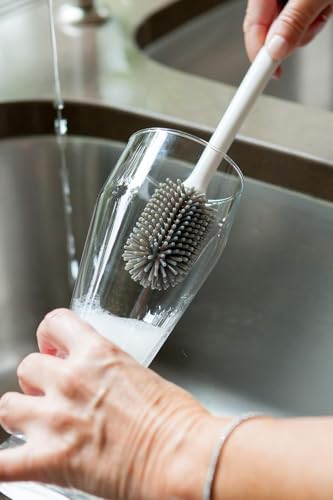 Joie Bottle Brush, Silicone Scrubber with Long Handle, Ideal for Cleaning Water Bottles, Baby Bottles and Glasses, Gentle Non-Scratch Bristles, Handy Kitchen Gadget, Colors May Vary - Image 3