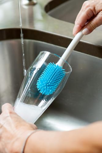 Joie Bottle Brush, Silicone Scrubber with Long Handle, Ideal for Cleaning Water Bottles, Baby Bottles and Glasses, Gentle Non-Scratch Bristles, Handy Kitchen Gadget, Colors May Vary - Image 4