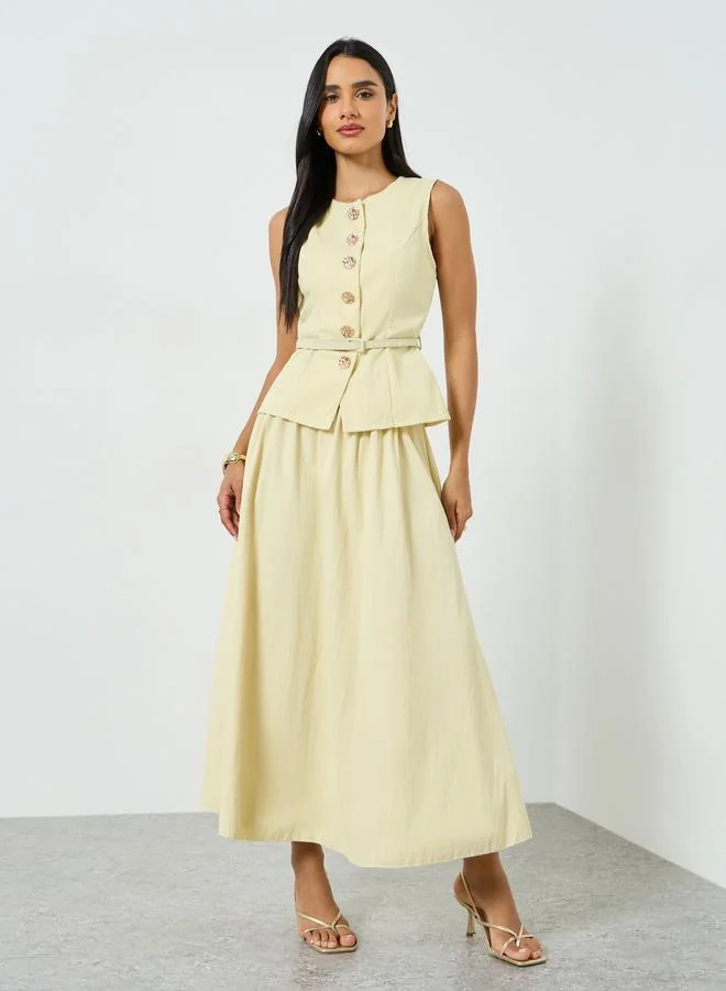 Take Two Yellow Sleeveless Top and Plain Skirt Co-Ords