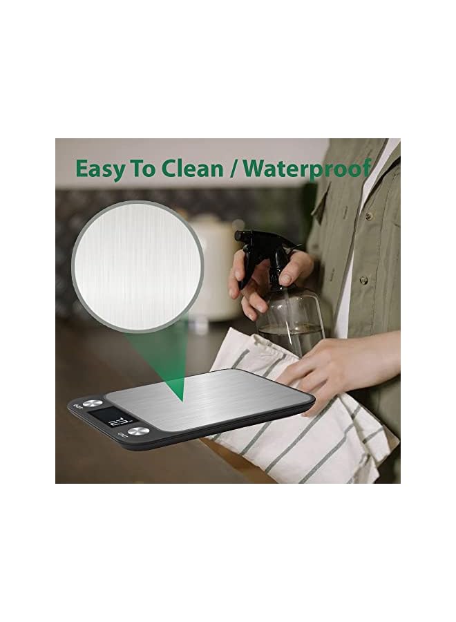 PROMASS Digital Kitchen Scale (15KG) with Large LCD Display, Food Scale, with Stainless Steel Platform, High Accuracy, Compact and Slim - Black (15 Kg) - Image 3