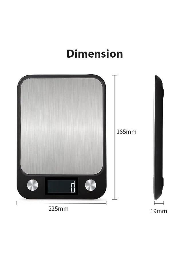 PROMASS Digital Kitchen Scale (15KG) with Large LCD Display, Food Scale, with Stainless Steel Platform, High Accuracy, Compact and Slim - Black (15 Kg) - Image 4