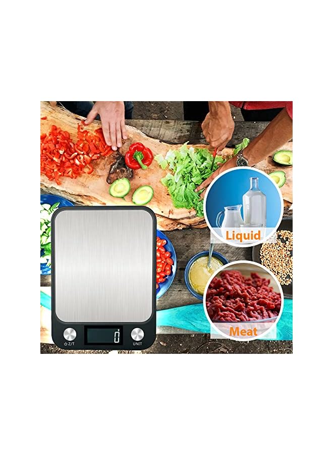 PROMASS Digital Kitchen Scale (15KG) with Large LCD Display, Food Scale, with Stainless Steel Platform, High Accuracy, Compact and Slim - Black (15 Kg) - Image 2