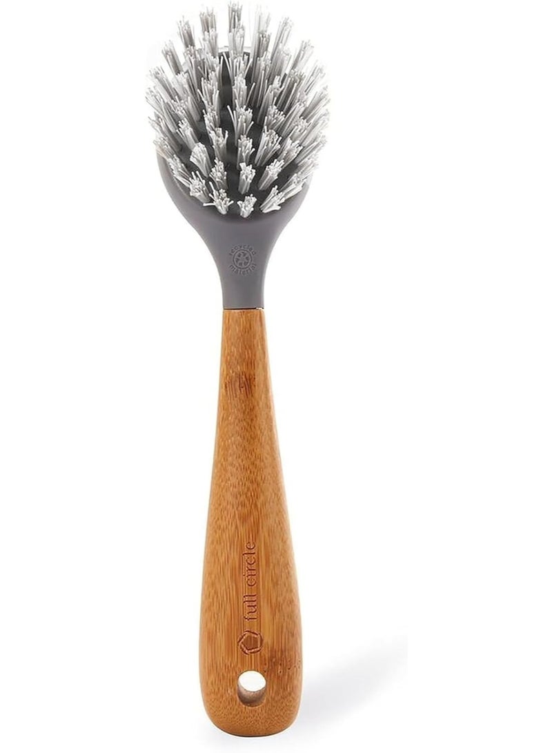 Full Circle Scrub Brush for Cast Iron Cookware, Dishes Pots, Sinks - Sustainably Sourced with Bamboo Handle - Image 1