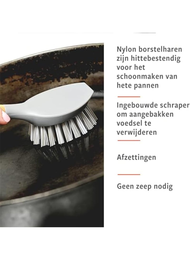 Full Circle Scrub Brush for Cast Iron Cookware, Dishes Pots, Sinks - Sustainably Sourced with Bamboo Handle - Image 4