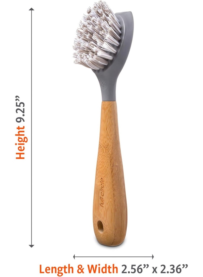 Full Circle Scrub Brush for Cast Iron Cookware, Dishes Pots, Sinks - Sustainably Sourced with Bamboo Handle - Image 2