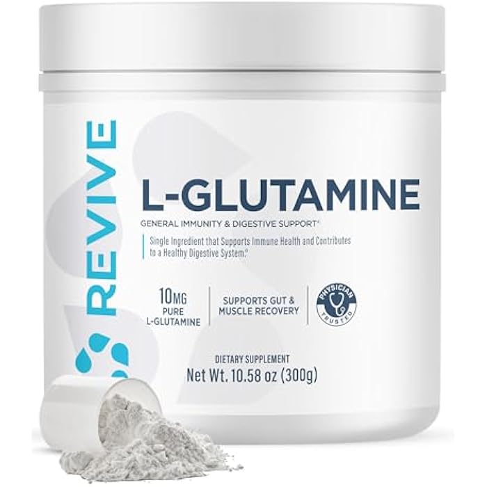 Revive MD Gut L-Glutamine Powder – Muscle Recovery & Immune Support Supplement for Adults – Promotes Digestive Health, Reduces Muscle Soreness & Supports Immunity – Vegan (30 Servings) - Image 1