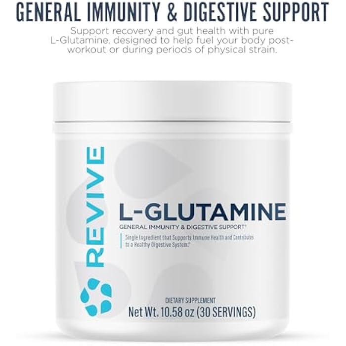 Revive MD Gut L-Glutamine Powder – Muscle Recovery & Immune Support Supplement for Adults – Promotes Digestive Health, Reduces Muscle Soreness & Supports Immunity – Vegan (30 Servings) - Image 2