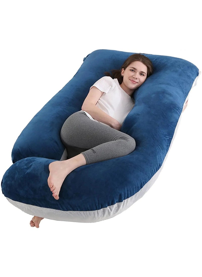 F.A.M.S G Shape Velvet Pregnancy Pillow - Luxurious Maternity Support Pillow for Comfort and Back Relief  - Image 1