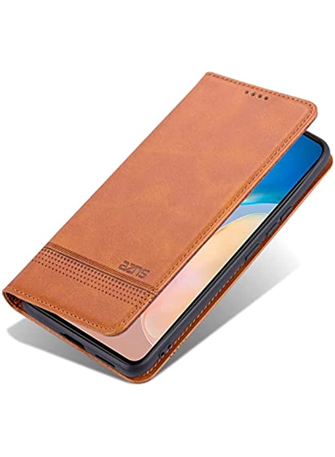 erorex جراب Aookay لهاتف Vivo X70 Pro، جراب واقٍ من الجلد الفاخر مع حامل قابل للطي لهاتف Vivo X70 Pro [إغلاق مغناطيسي وحامل بطاقات] (Vivo X70 Pro، أصفر) - Image 2