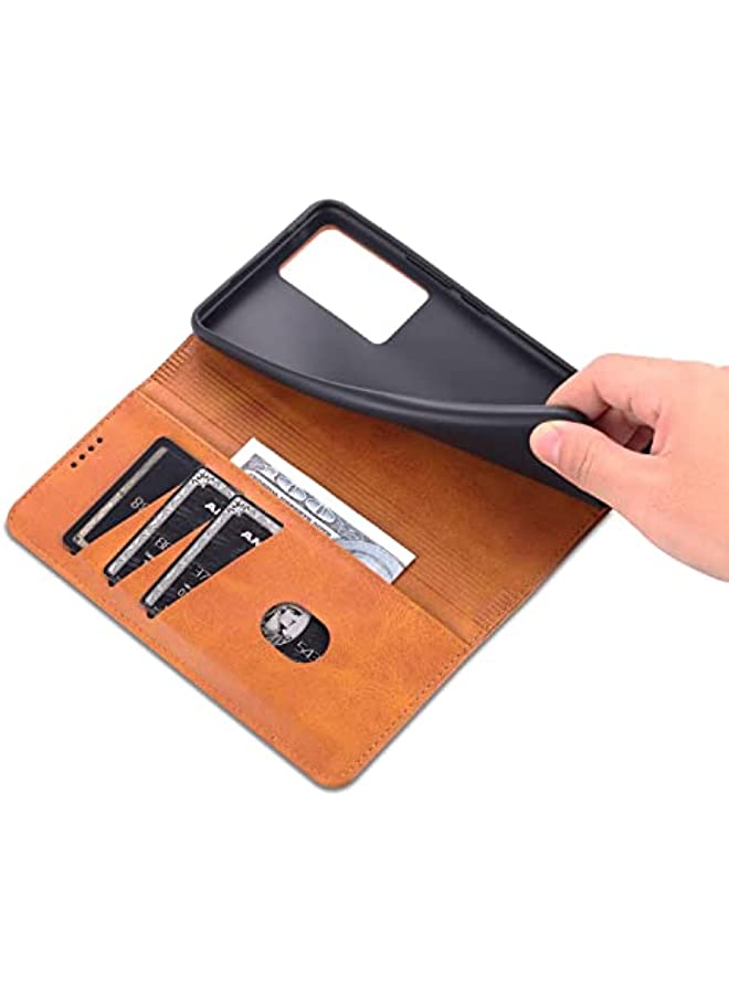 erorex جراب Aookay لهاتف Vivo X70 Pro، جراب واقٍ من الجلد الفاخر مع حامل قابل للطي لهاتف Vivo X70 Pro [إغلاق مغناطيسي وحامل بطاقات] (Vivo X70 Pro، أصفر) - Image 5