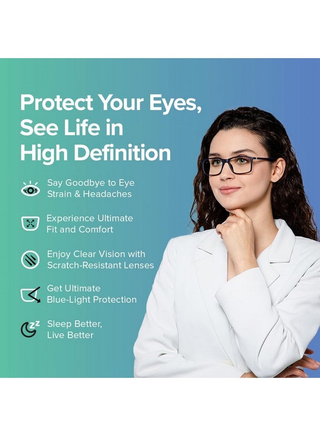 Intellilens | Zero Power Blue Cut Computer Glasses | Anti Glare, Lightweight & Blocks Harmful Rays | UV Protection Specs | For Men & Women | Black | Square | Medium - Image 5